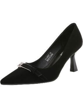 NWT Women's Elegant Pointed Toe Mid Heel, All Day Pump w/ Metal Buckle 6.5